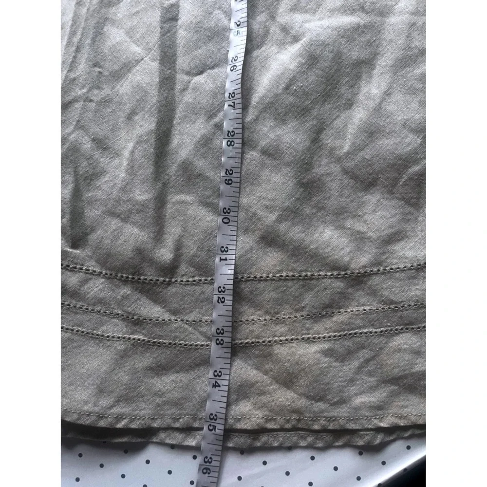 Eddie Bauer Tan 100% Linen Midi Skirt Beige A-Line 8 High Waist Minimalist